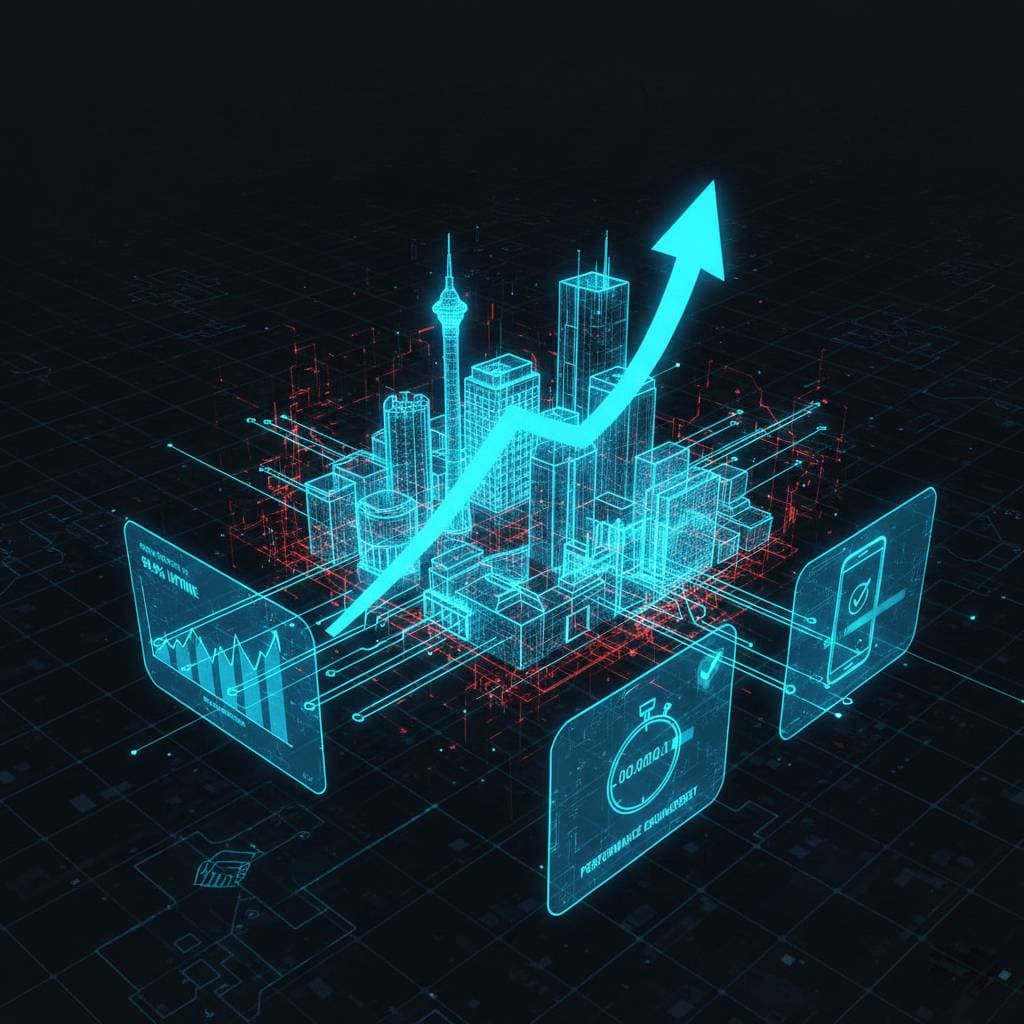 A custom-generated architectural blueprint showing a cohesive digital strategy for web design and local SEO.